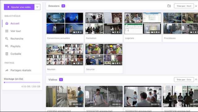 Screenshot of the video library