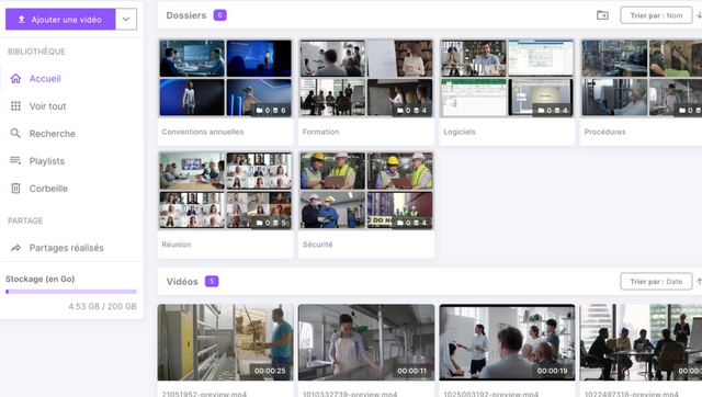 Screenshot of the video library of Videas