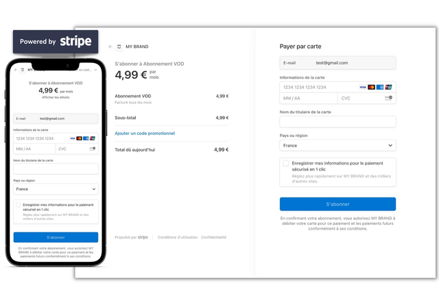 Capture d’écran d’une page de paiement par Stripe